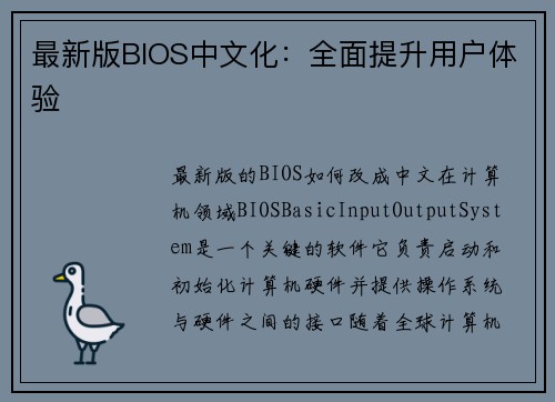 最新版BIOS中文化：全面提升用户体验